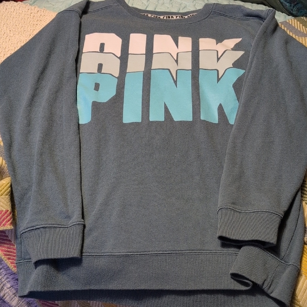 PINK Victoria's Secret Blue Crewneck Sweater